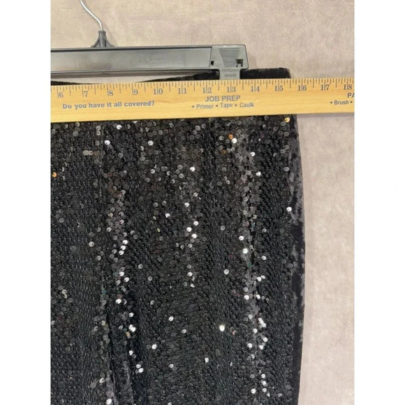 Chico’s Pants Womens 0.5 (S/6) Black Sequin Velvet Tapered Ankle Pull-On Hi Rise - Picture 7 of 11